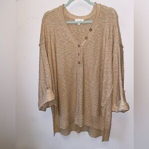 Oddy Sweater Size 2XL/3XL Light Tan 3/4 Length Sleeves